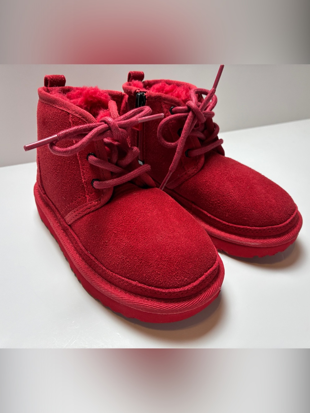 Kids Red Cozy Lace-Up UGG Boots